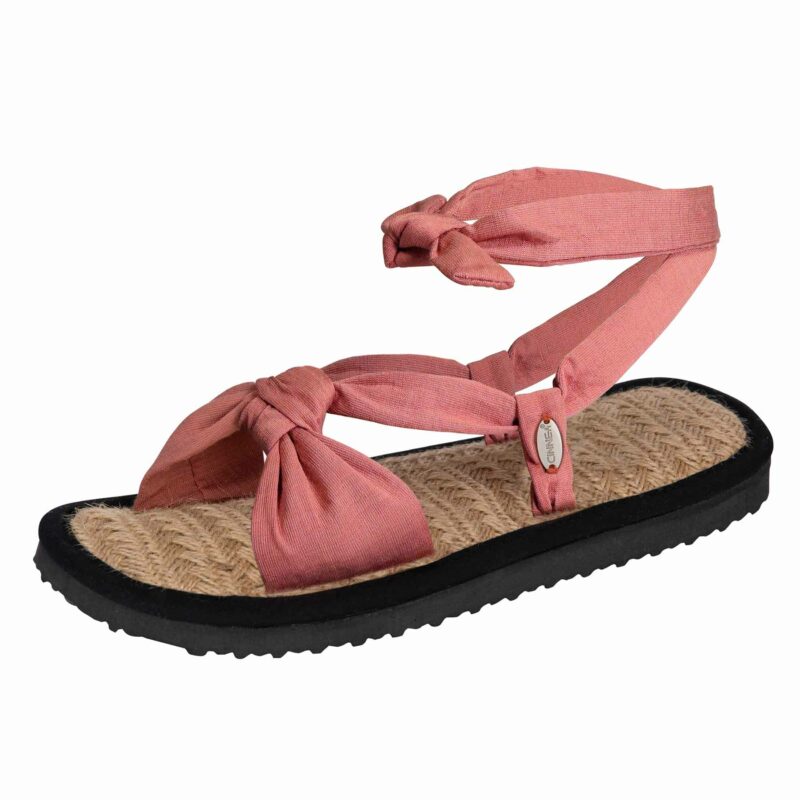 Cinnea Lille Sandal with Jute Footbed and Salmon Fabric Straps