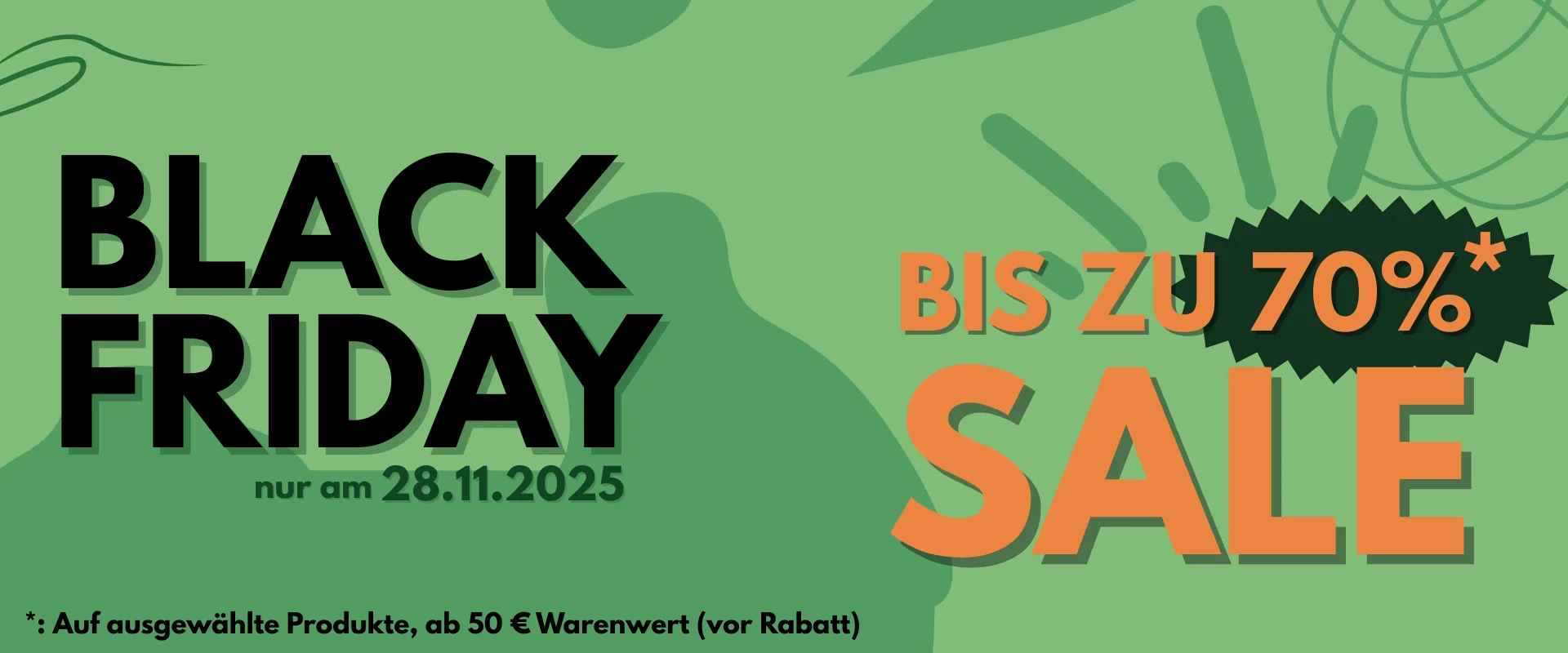 Black Friday Sale am 28.11.2025, bis zu 70% Rabatt per Code